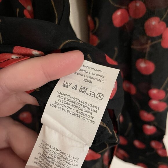J.Crew Women 4 Black Red Cotton Silk Cherry Print Long Sleeve Popover Shirt NWT - Picture 15 of 16